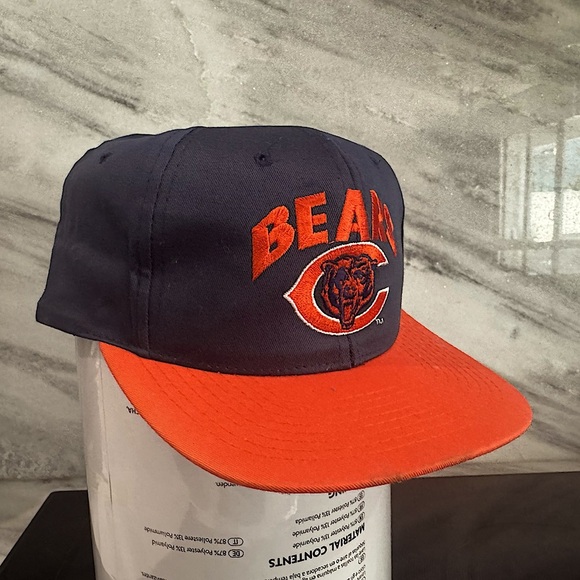 Vintage Chicago Bears Hat Cap Mens Snapback Blue Drew Pearson Plain Logo NFL - Picture 1 of 5